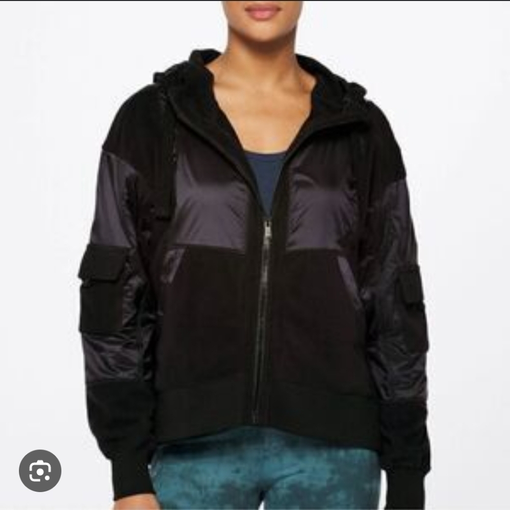 Free People Movement Black Jacket Black Hooded Jacket